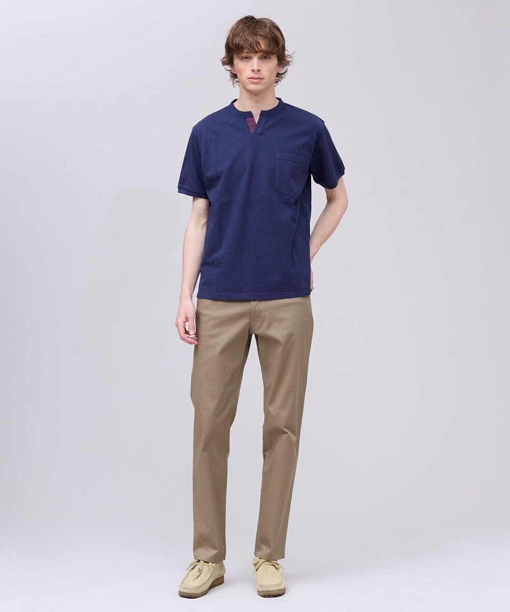 J.PRESS MEN コットンカノコ キーネックポケット Tシャツ 