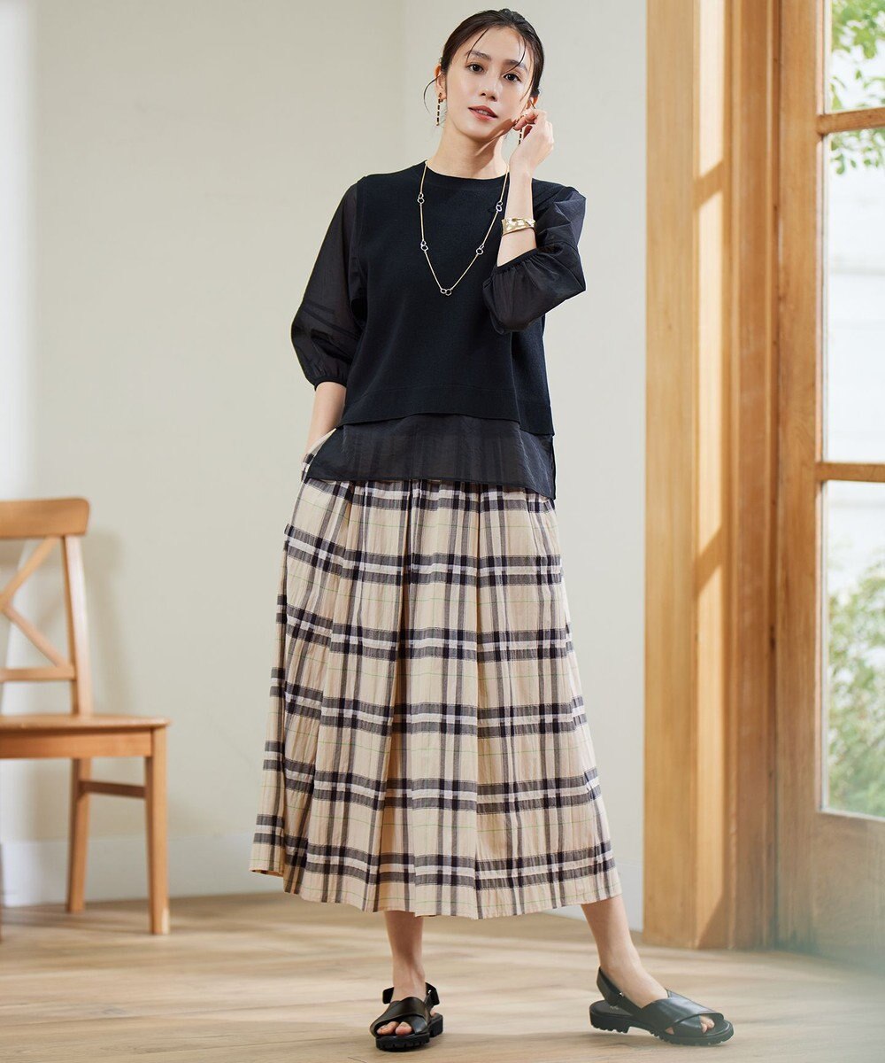自由区 L 【カタログ掲載・洗える】シアーブライトチェック スカート 