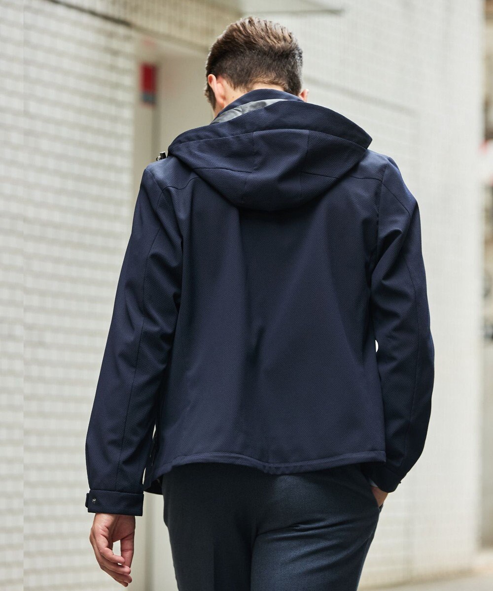 GOTAIRIKU 仕事で着られる【シワになりにくい/洗える/ストレッチ/吸水速乾】バブルテック フーデッドブルゾン 