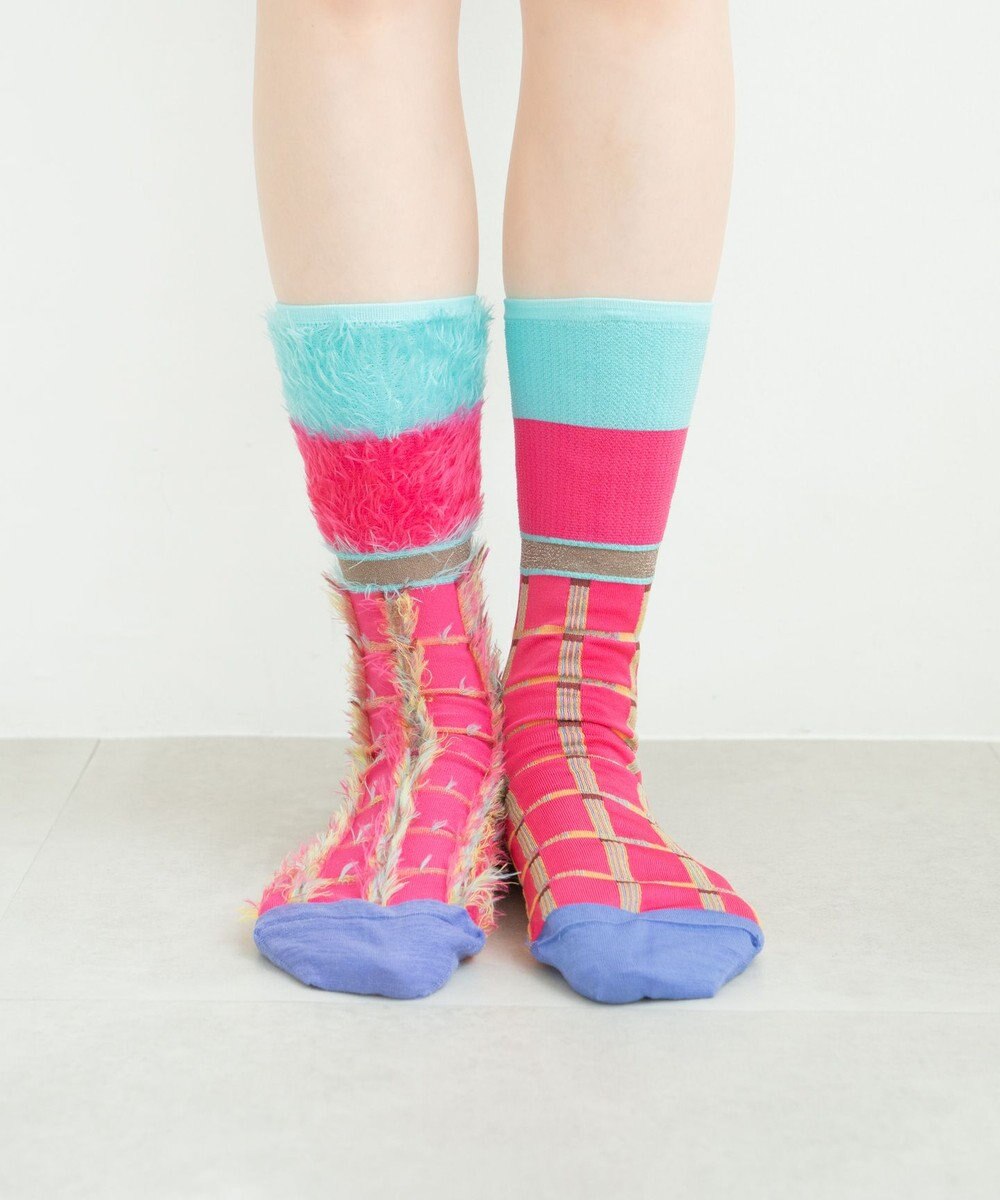 COQ BLOCK FLAG チェック リバーシブルファーソックス 