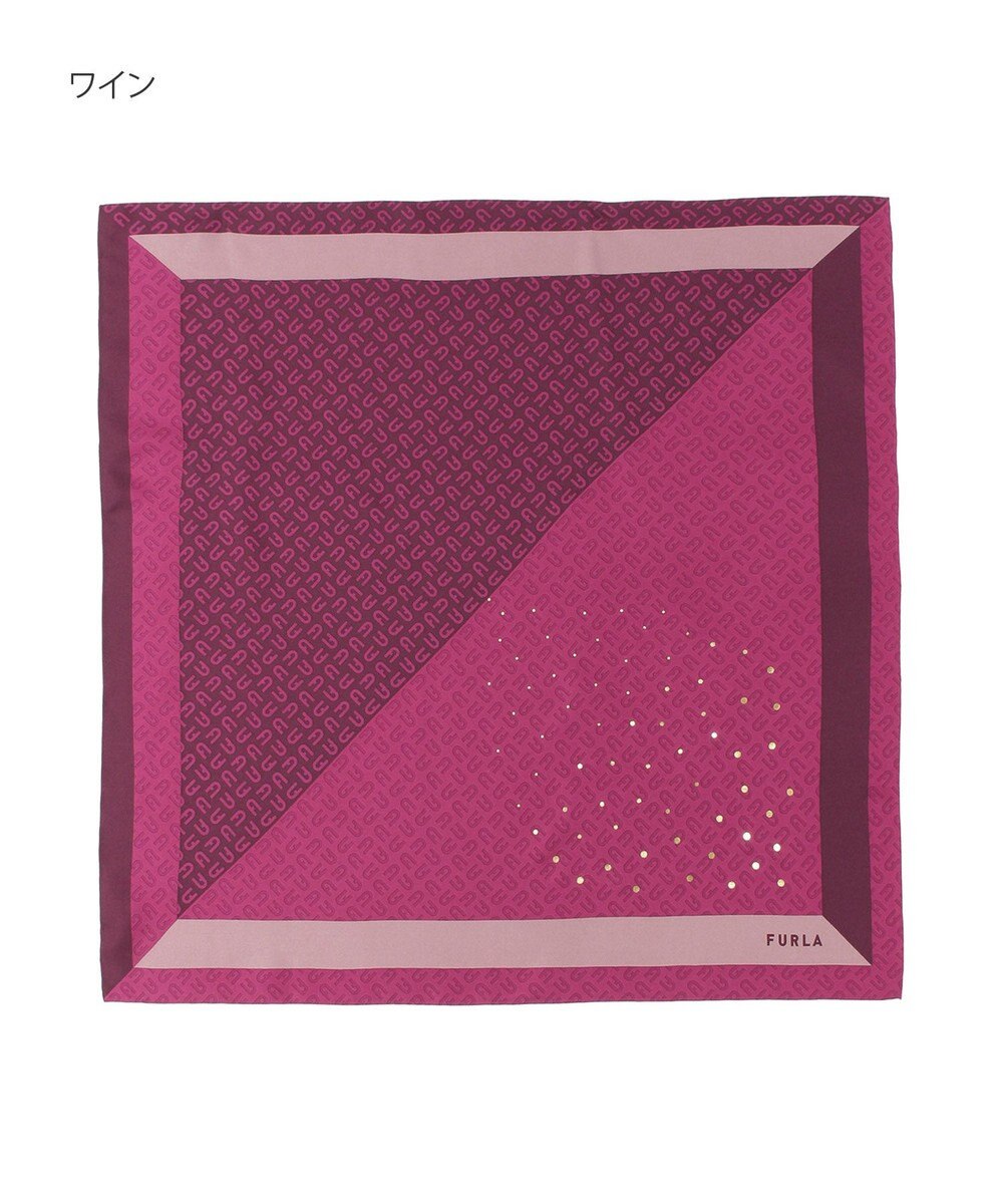 MOONBAT FURLA(フルラ)シルクツイル アーチロゴ スカーフ 65cm×65cm 