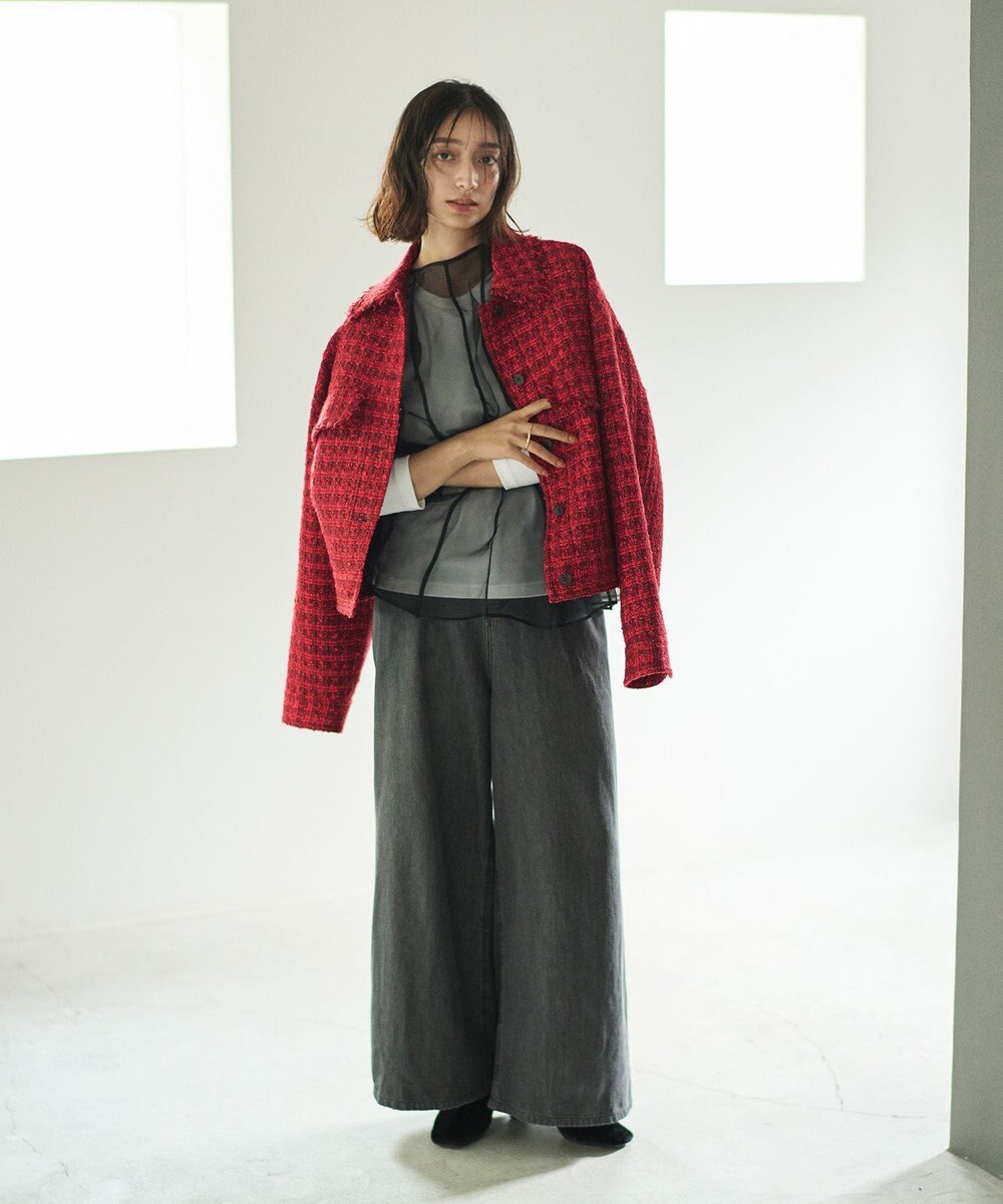 #Newans オーガンジーパネルブラウス 