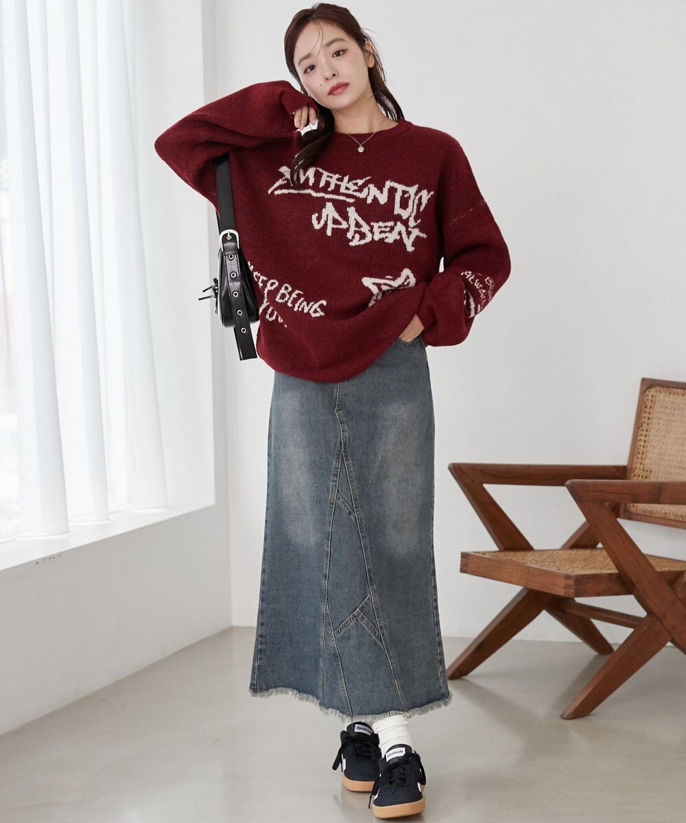 WEGO フラッフィーグラフィックBIGニットプルオーバー 