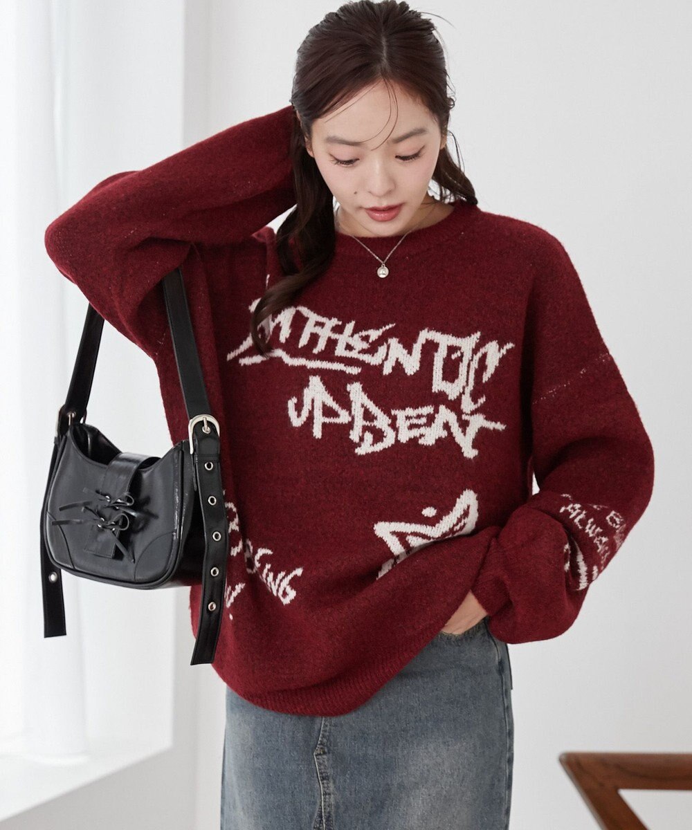 WEGO フラッフィーグラフィックBIGニットプルオーバー 