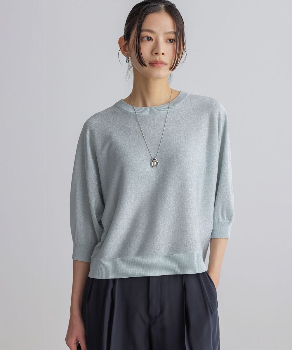 組曲 【前後着用可】ドルマンスリーブライトラメ ニット 