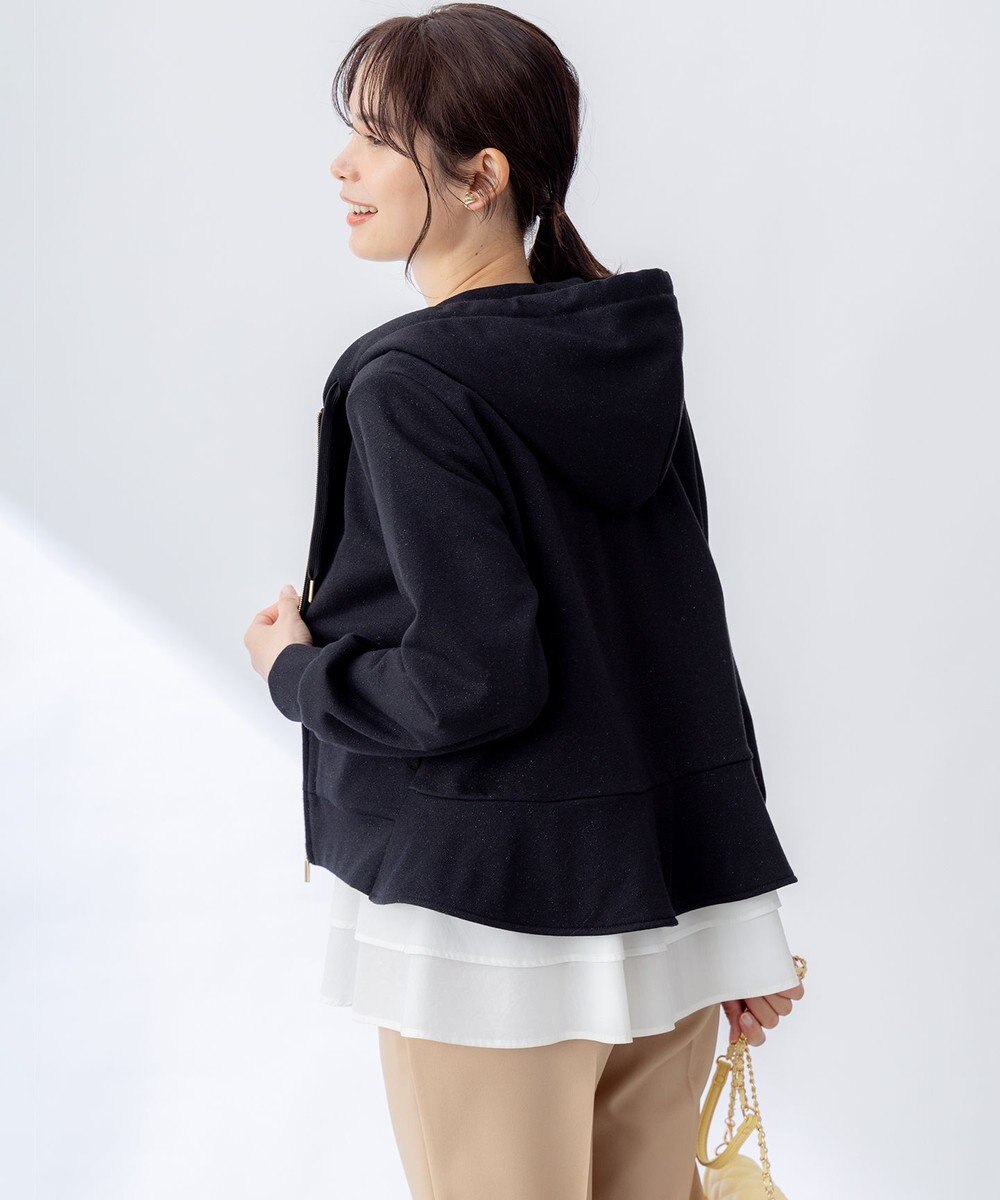 組曲 ラメペプラムパーカー 