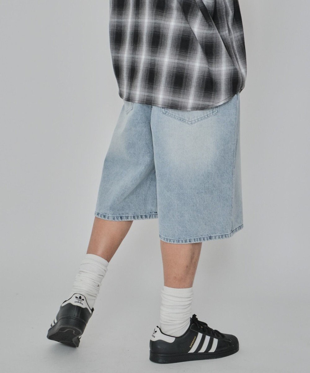 WEGO 【紐で調節可能】スーパーバギーデニムショーツ 