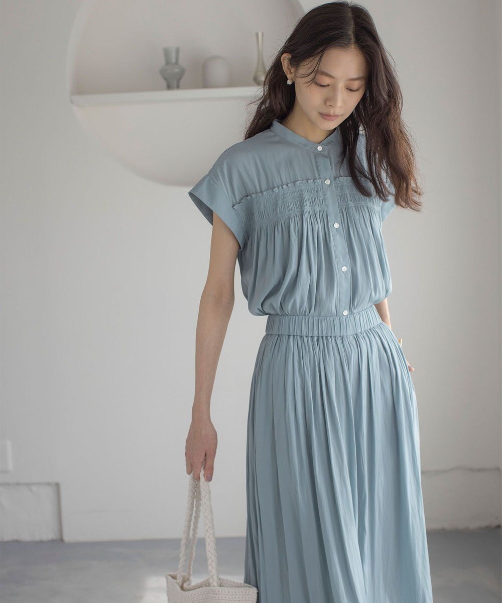 組曲 L ギャザーライトデシンシャーリング ブラウス 