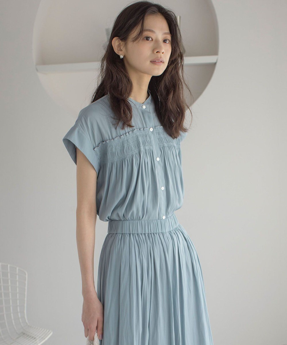 組曲 L ギャザーライトデシンシャーリング ブラウス 