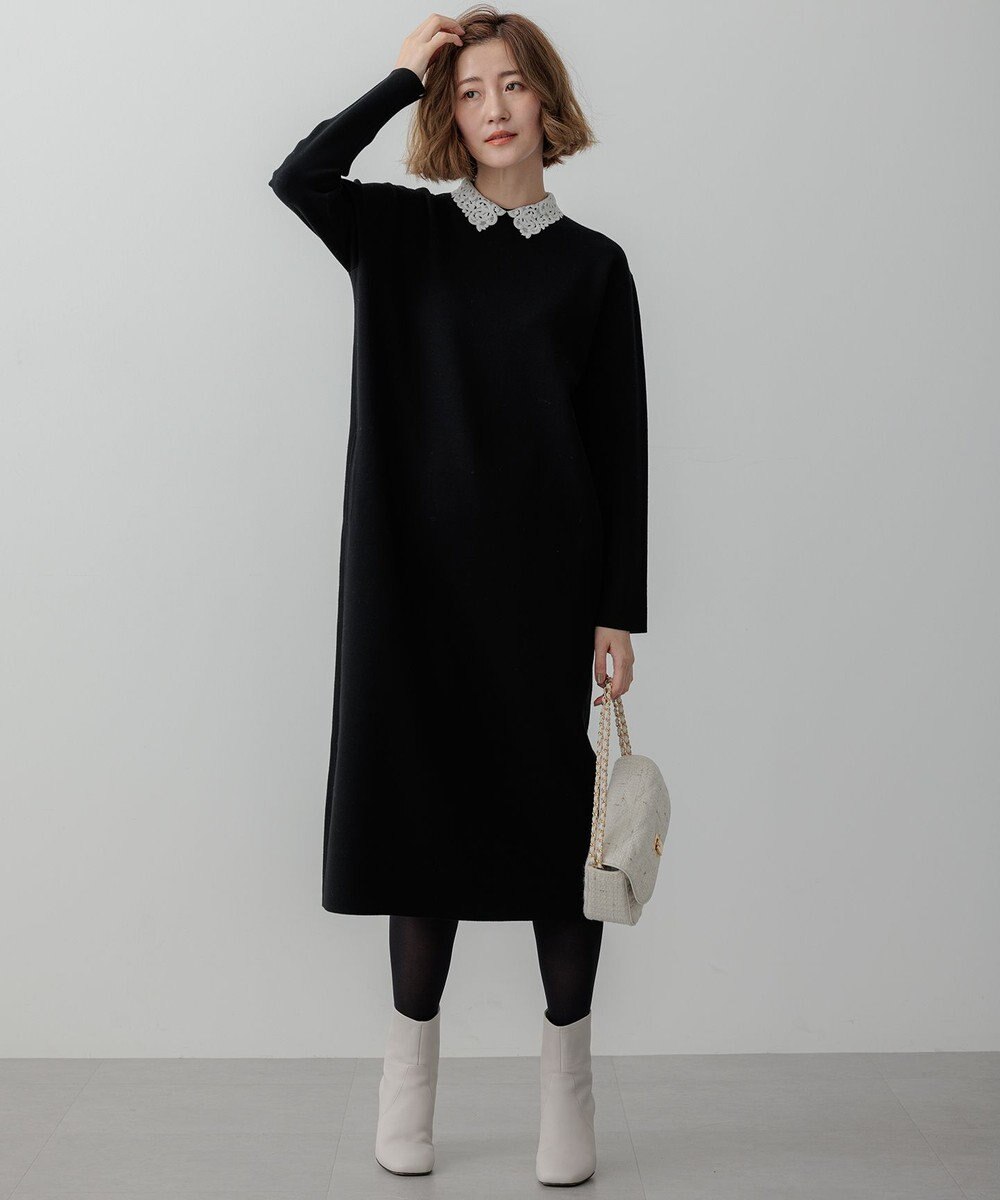 23区 【洗える】ヴィスコースストレッチ エンブロイダリー ワンピース 