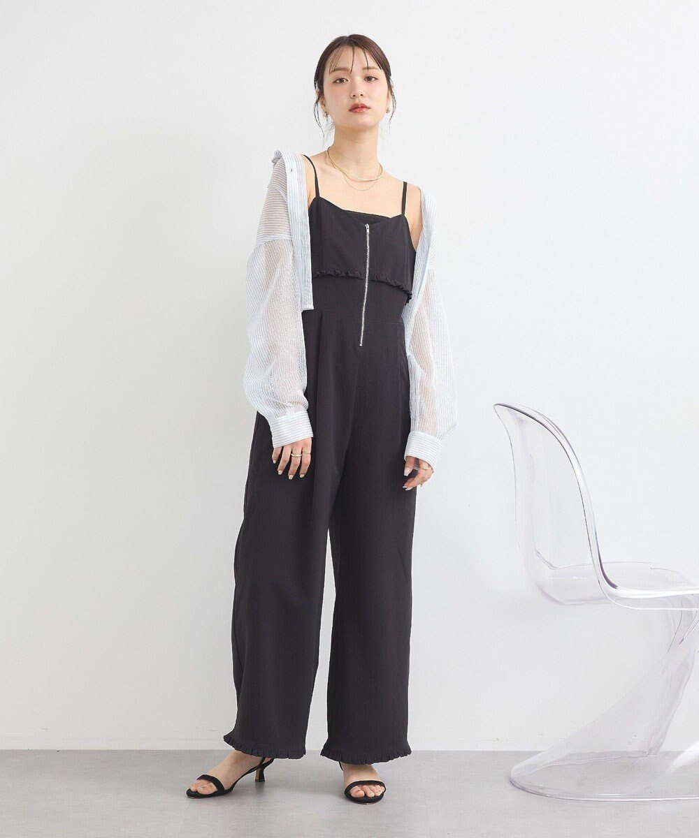 earth music&ecology ミニフリルフロントジップロンパース 