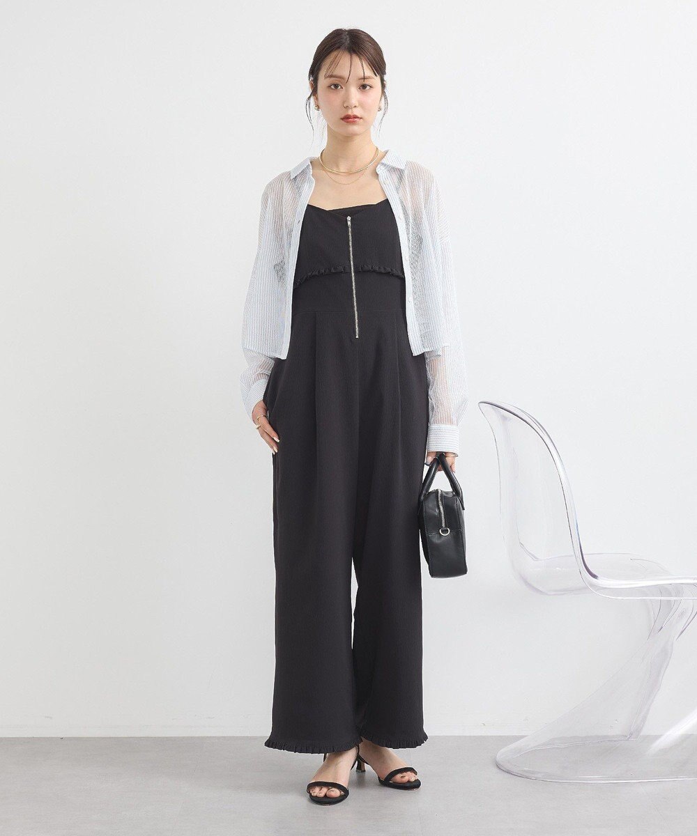 earth music&ecology ミニフリルフロントジップロンパース 