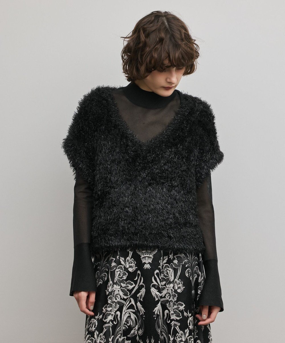 GRACE CONTINENTAL ラメフェザーベスト 