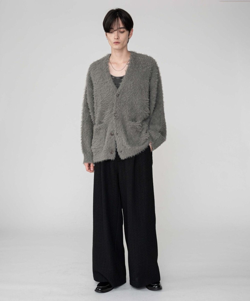 WEGO 【2025秋冬新作/ユニセックス着用ITEM/SMLサイズ展開】フェザーニットカーディガン 