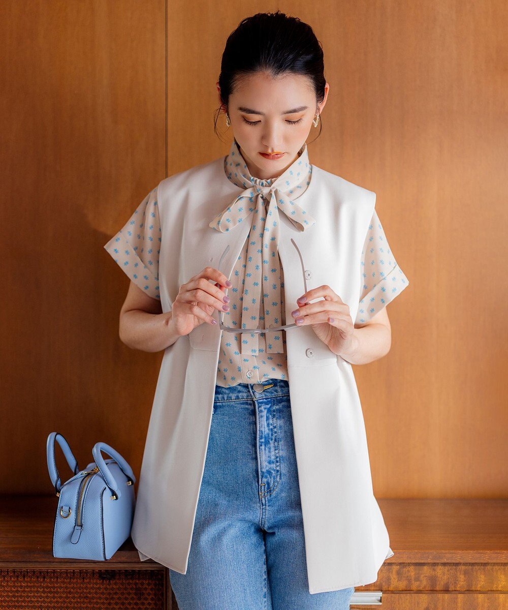 組曲 【洗える】パールポイントショートレングス ジレ 