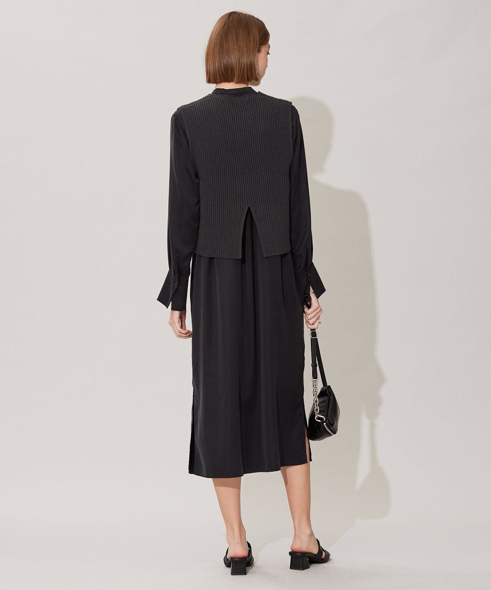 ICB 【洗える】 ルゼブフィブリルサテン シャツワンピース 