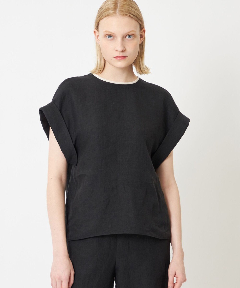 BEIGE， CHESTNUT / ノーカラーブラウス 