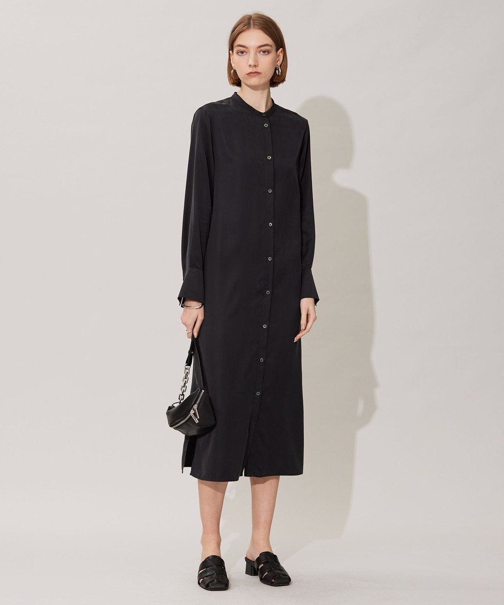 ICB 【洗える】 ルゼブフィブリルサテン シャツワンピース 