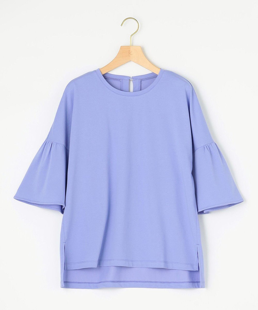 組曲 【汗ジミ防止・撥水】GIZAプレーティング天竺 袖フレア Tシャツ 