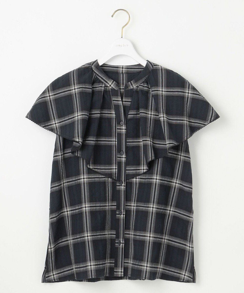 ANY SIS 【洗える】サッカーチェック ブラウス 