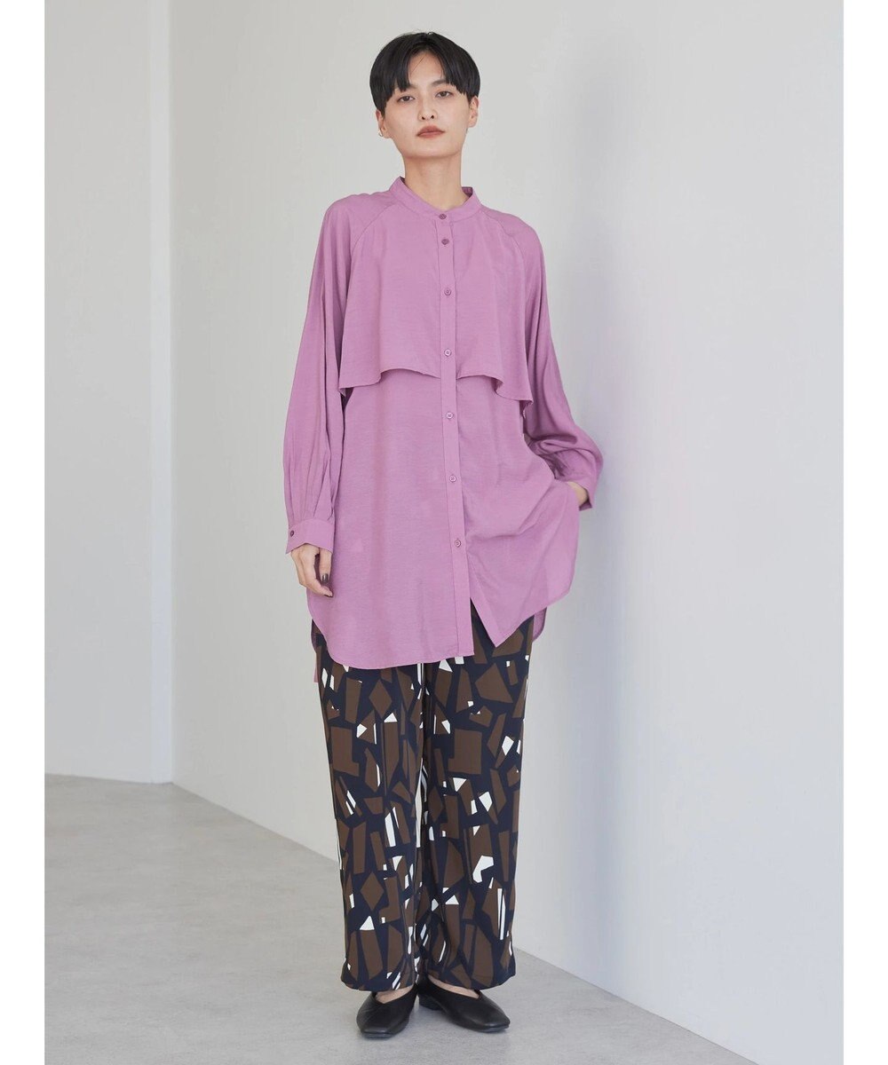 AMERICAN HOLIC バンドカラーフリルシャツチュニック 