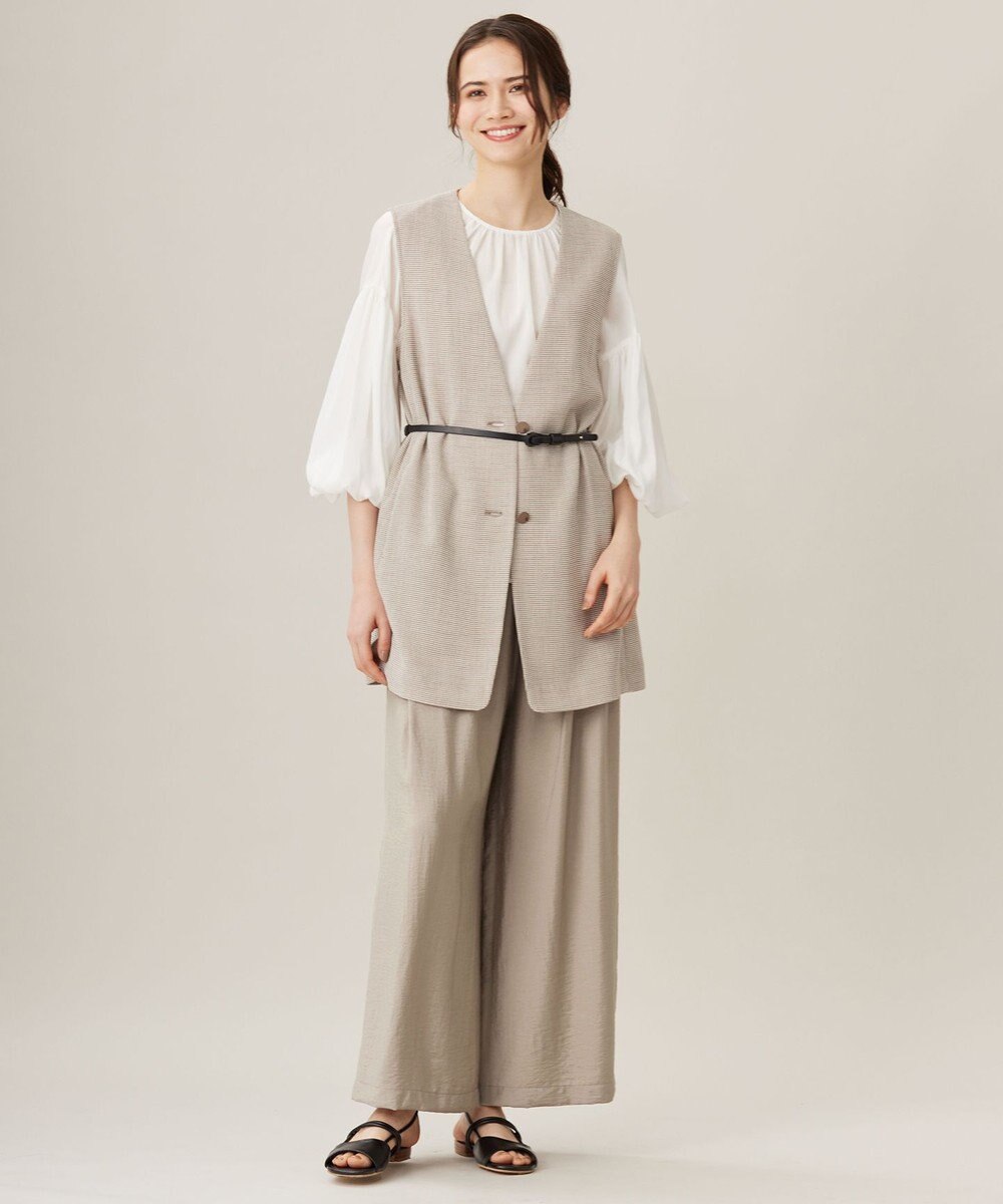 自由区 【洗える】キュプラコットンツイルプルオーバー ブラウス 