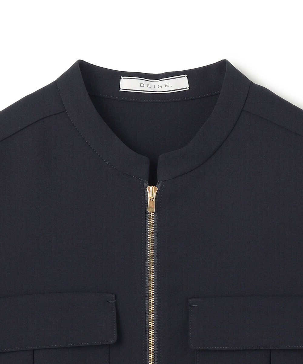 BEIGE， 【洗える】JASMINE / スタンドカラージップブラウス 