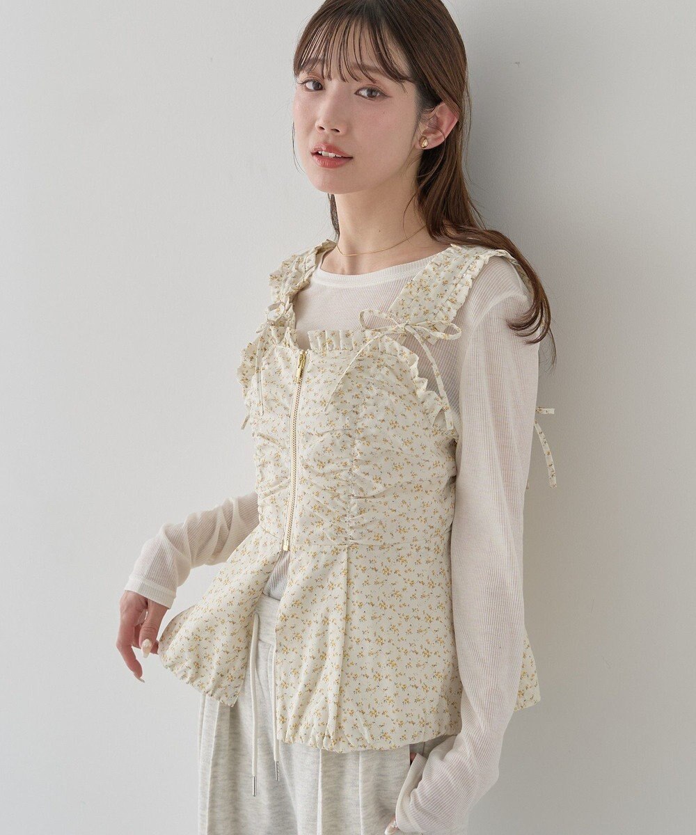 earth music&ecology フラワーペプラムビスチェ 