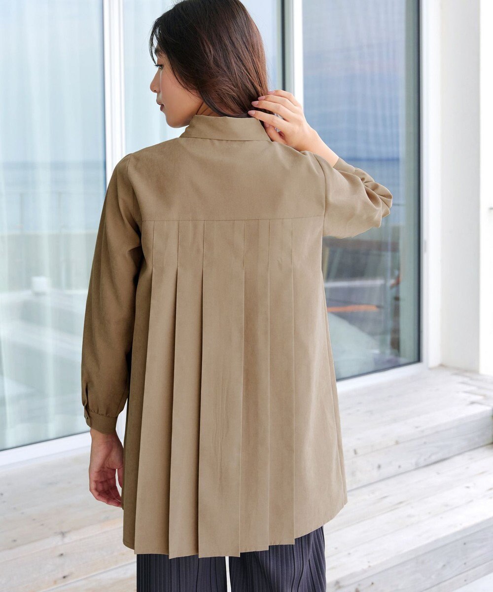 Tiaclasse L ピーチスキンプリーツシャツチュニック 