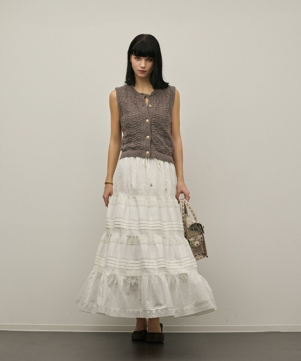 GRACE CONTINENTAL ピンタックティアードスカート 