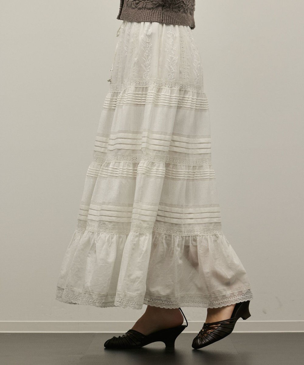 GRACE CONTINENTAL ピンタックティアードスカート 