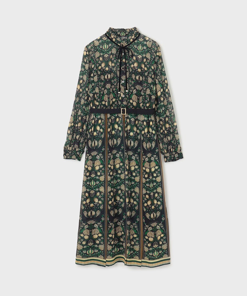 GRACE CONTINENTAL ハイネックボウタイプリントワンピース 