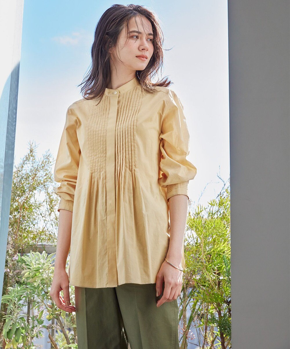 23区 【SLOW/洗える】コットンローン バンドカラー ブラウス 