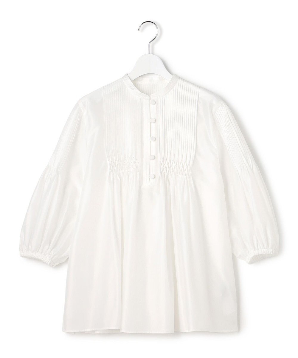 23区 L 【R(アール)】スモッキングタックオーガンザ ピンタック ブラウス 