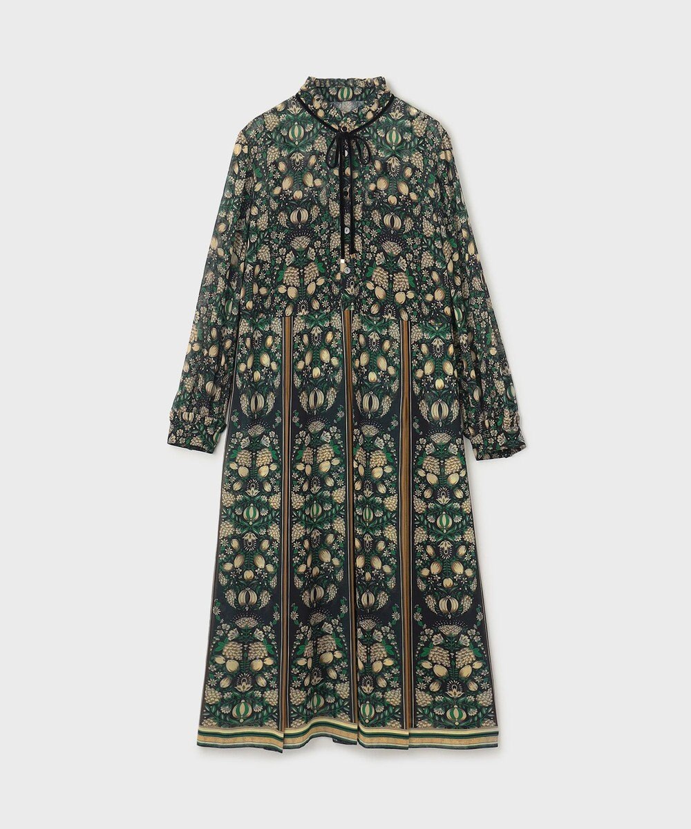 GRACE CONTINENTAL ハイネックボウタイプリントワンピース 