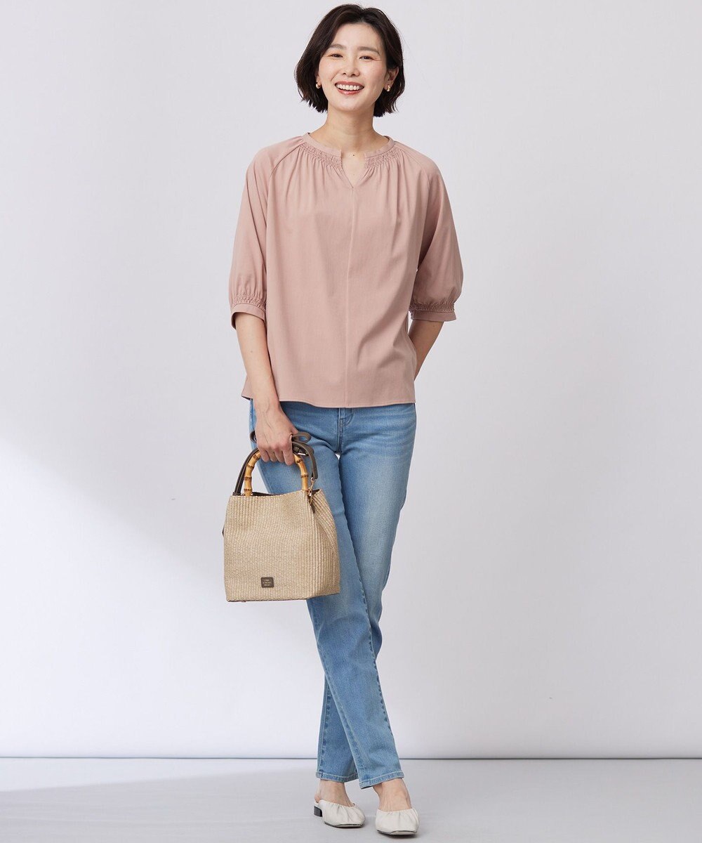 J.PRESS LADIES 【洗える】トリコットバイオ シャーリング カットソー 