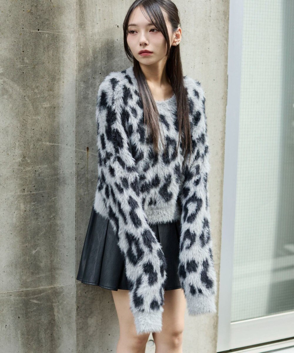 WEGO レオパードシャギーショートニット 