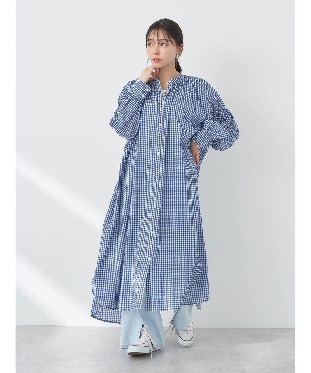 earth music&ecology コットンボイルギャザーワンピース 