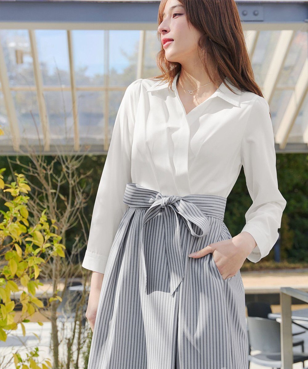 Tiaclasse カシュクールシャツワンピース 