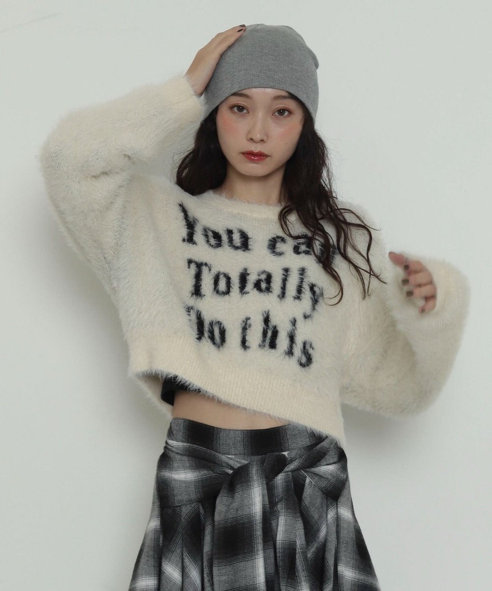 WEGO ロゴシャギーショートニット 