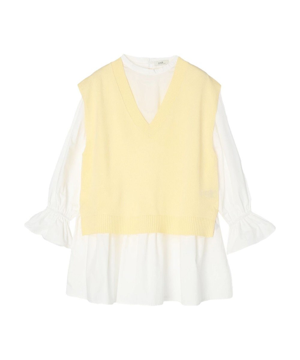 earth music&ecology ＳＥＴ２点Ｖネックベスト＋スタンドカラーチュニック 