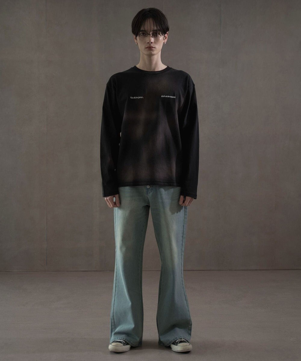 WEGO ボタンフライローライズフレアデニム 