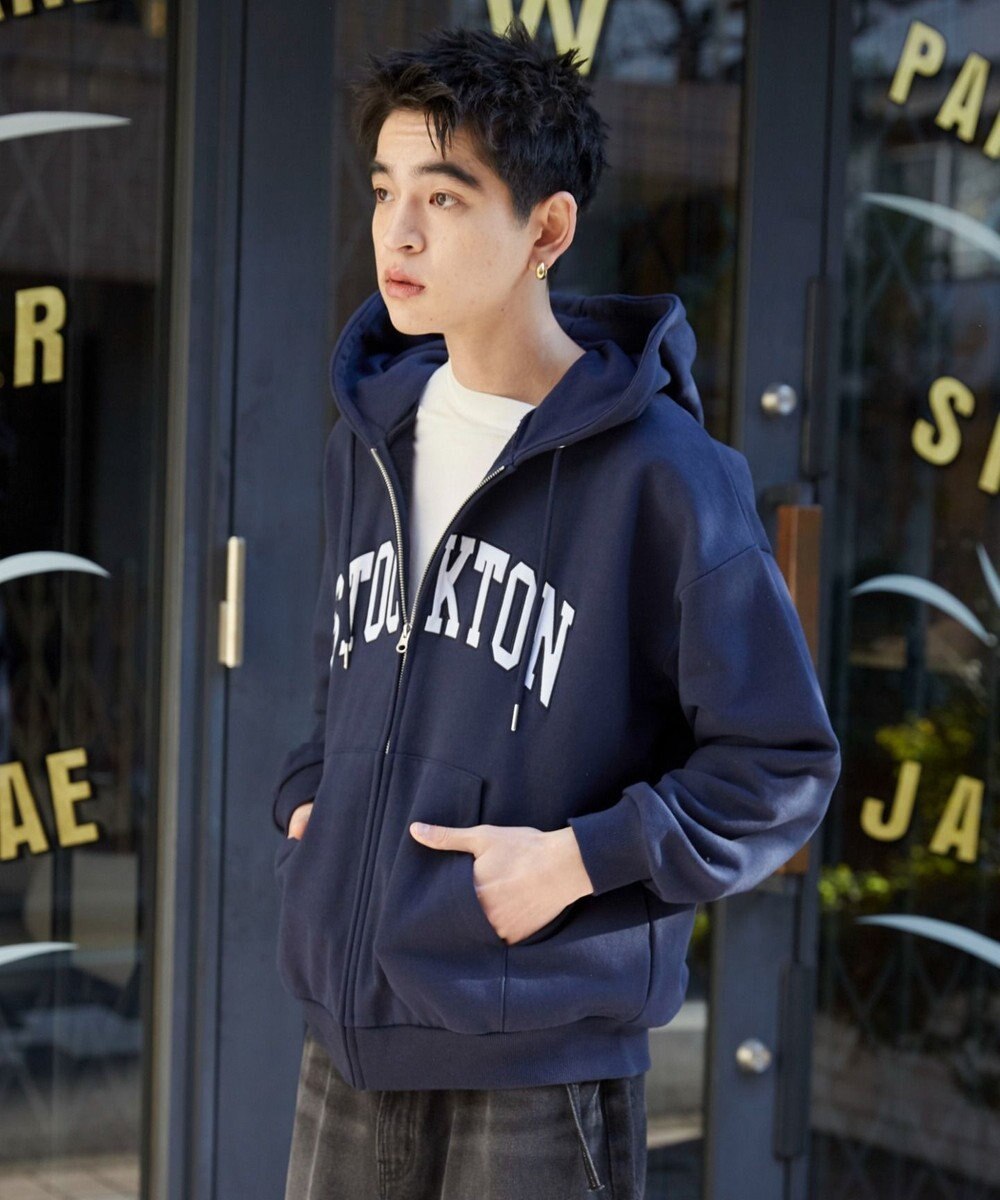 WEGO 【ユニセックス着用ITEM】ワッペンロゴZIPパーカー 