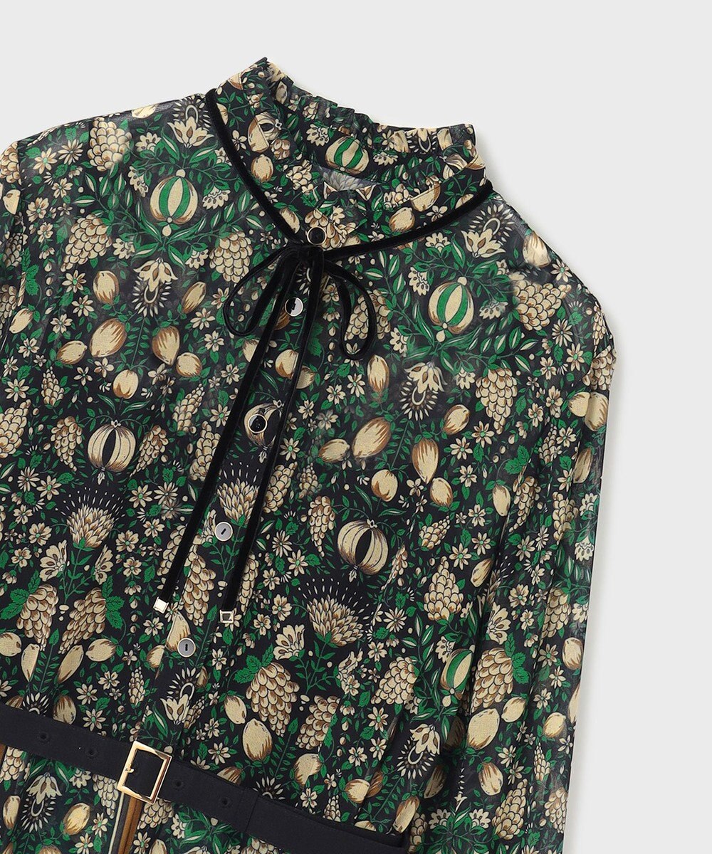 GRACE CONTINENTAL ハイネックボウタイプリントワンピース 