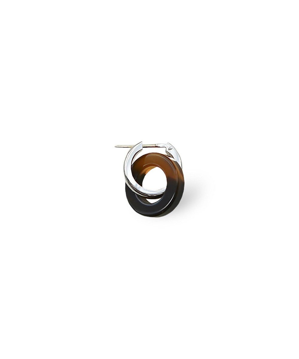 susui 〈ブランド定番〉【hoop replacement charm】フープピアス S (シルバーミラー)_片耳 ブラック