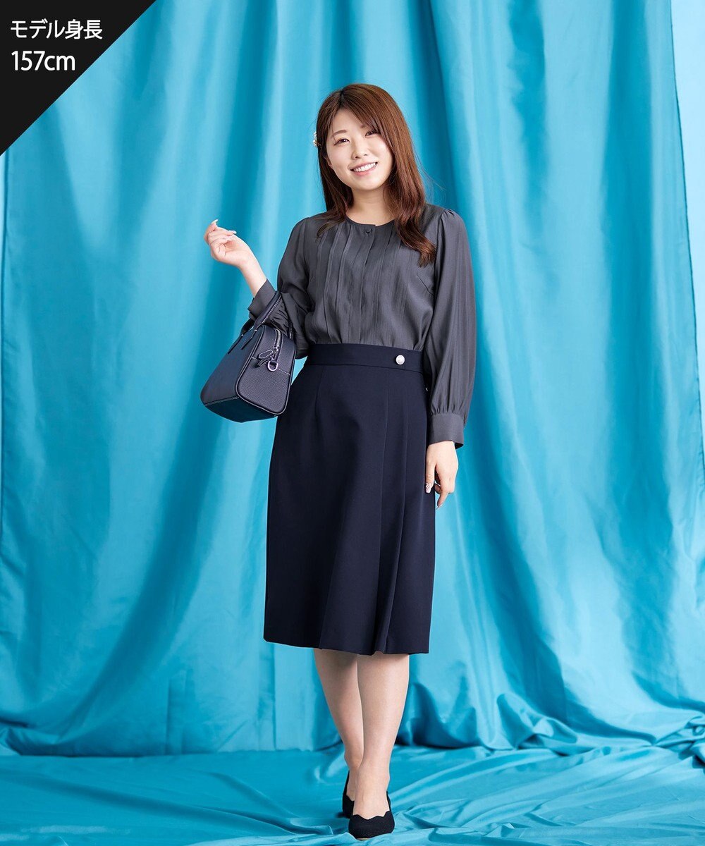 Tiaclasse 【ダブルクロス・洗える】アシンメトリープリーツスカート 