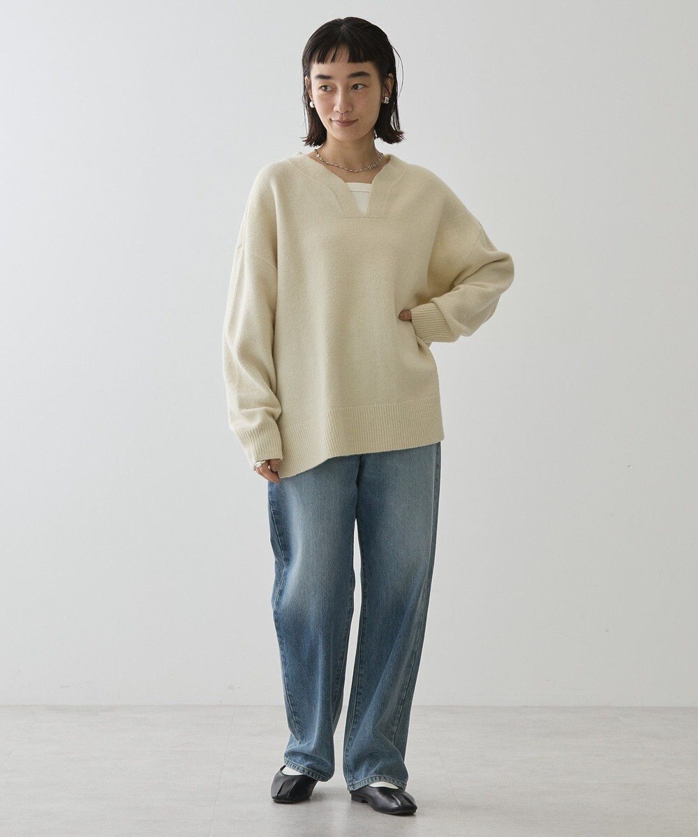 AMERICAN HOLIC カーブネックニットプルオーバー 