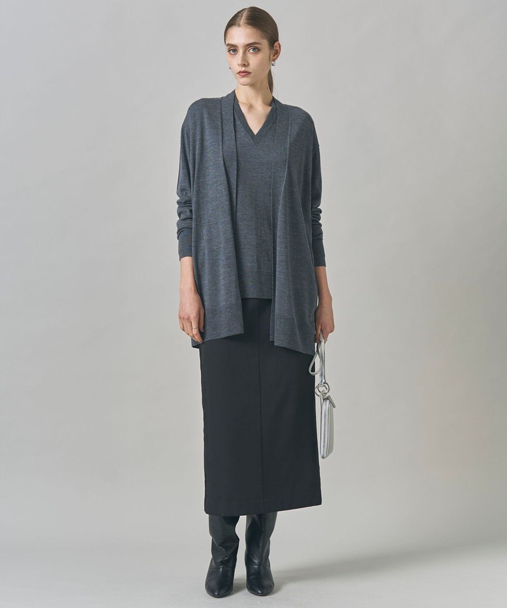 ICB 【CLASSY.掲載・裏起毛】 ウォームサテン Iラインスカート 