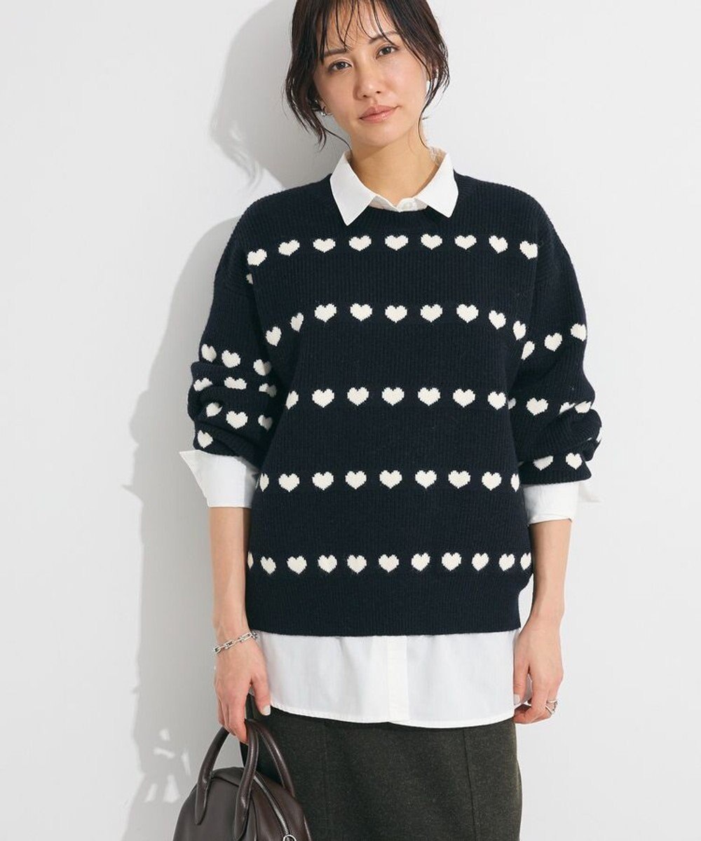 Green Parks ・ｓｗｉｎｇ　ｂｙ　ハートクルーネックニット 