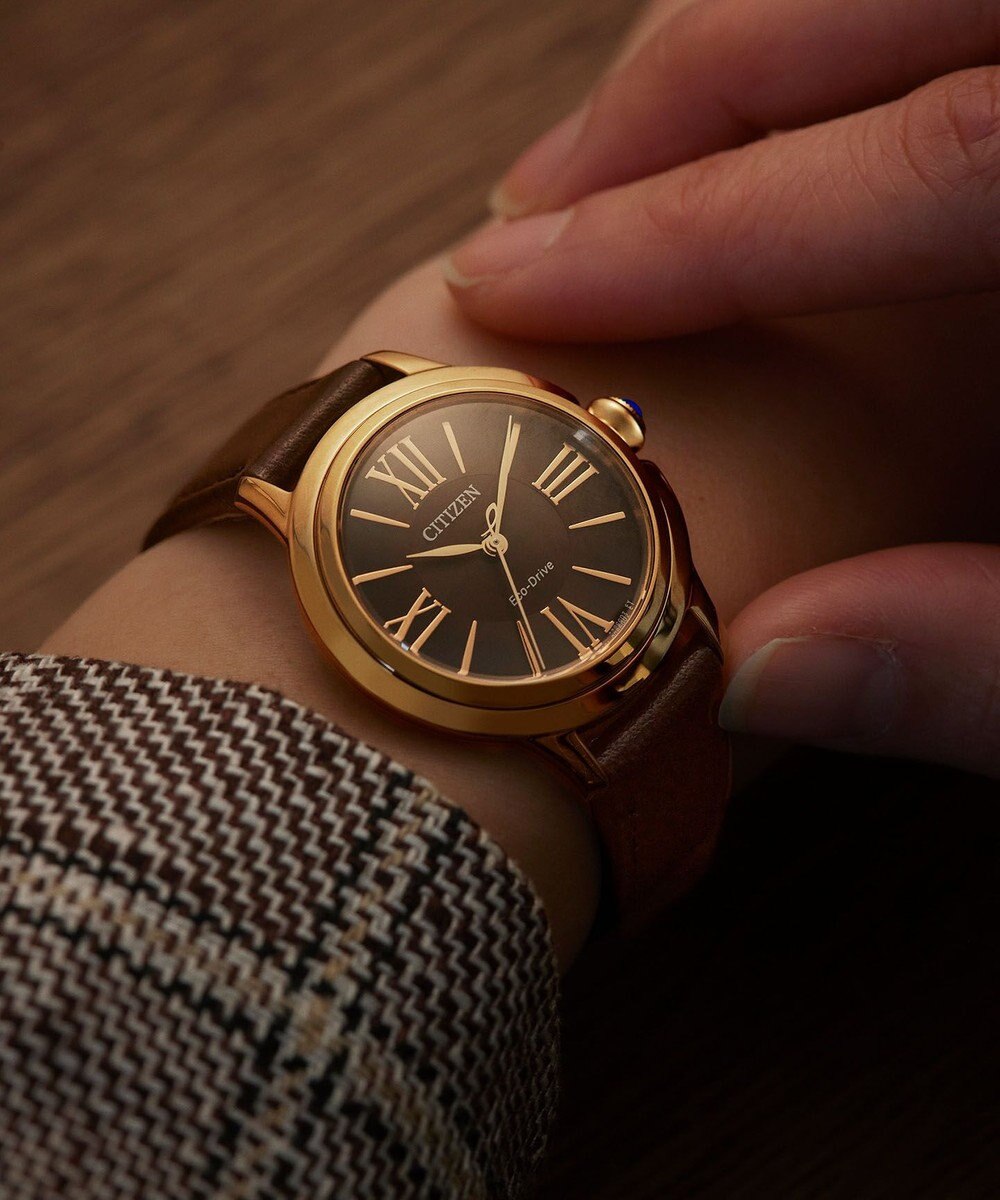 CITIZEN 【電池交換不要 光発電エコ・ドライブ】、包み込むような 曲線とボリューム感が魅力の高級感ある腕時計 